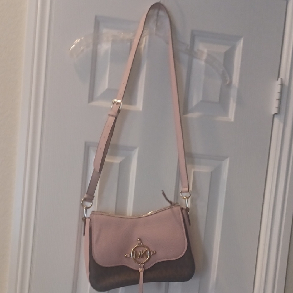 Michael Kors Elegant Pink and Brown Crossbody Bag